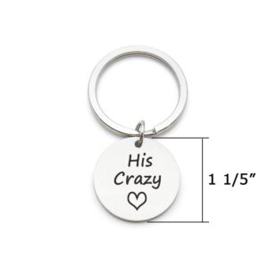 2pcs Couples Keychain Gift- His Crazy Her Weirdo, Best Gift for Boyfriend Girlfriend Husband Wife Couples Christmas
