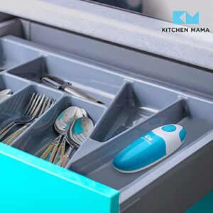 Kitchen Mama Auto Electric Can Opener: Open Your Cans with A Simple Press of Button - Automatic, Hands Free, Smooth Edge, Food-Safe, Battery Operated, YES YOU CAN (Sky Blue)