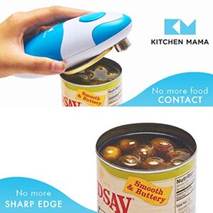 Kitchen Mama Auto Electric Can Opener: Open Your Cans with A Simple Press of Button - Automatic, Hands Free, Smooth Edge, Food-Safe, Battery Operated, YES YOU CAN (Sky Blue)