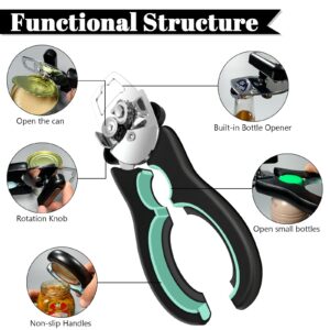 Bxgnip Can Opener Jar Opener Suitable For Small and Medium Size Jars Manual Handheld Hand Can Opener with Sharp Blade Smooth Edge with Multifunctional Bottles Opener
