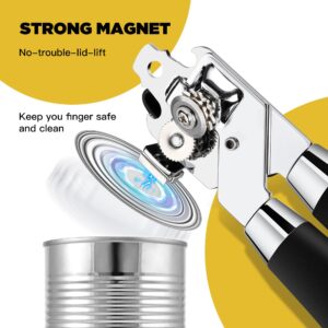 Can Opener with Dual-ended Bottle Opener, IPOW Manual Can Opener with Magnent | Smooth Edge | Heavy Duty | Easy Turn Knob | Smooth & Easy Cutting Safty Can Opener