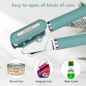 Manual Can Opener, Stainless Steel Can Opener, Food-Safe, Multifunction Tin Lids Jar Bottle Caps Openers with Non-Slip Handle & Large Knobe, Smooth Edge, Ultra Sharp Cutting for Seniors with Arthritis