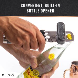 BINO Stainless Steel Can Opener - Speckled Black | Bottle Opener Manual | HandHeld Can Opener | Utility Can Opener | Can Opener with Sharp Blades Smooth Edge | Hand Can Opener | Kitchen Accessories