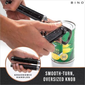 BINO Stainless Steel Can Opener - Speckled Black | Bottle Opener Manual | HandHeld Can Opener | Utility Can Opener | Can Opener with Sharp Blades Smooth Edge | Hand Can Opener | Kitchen Accessories