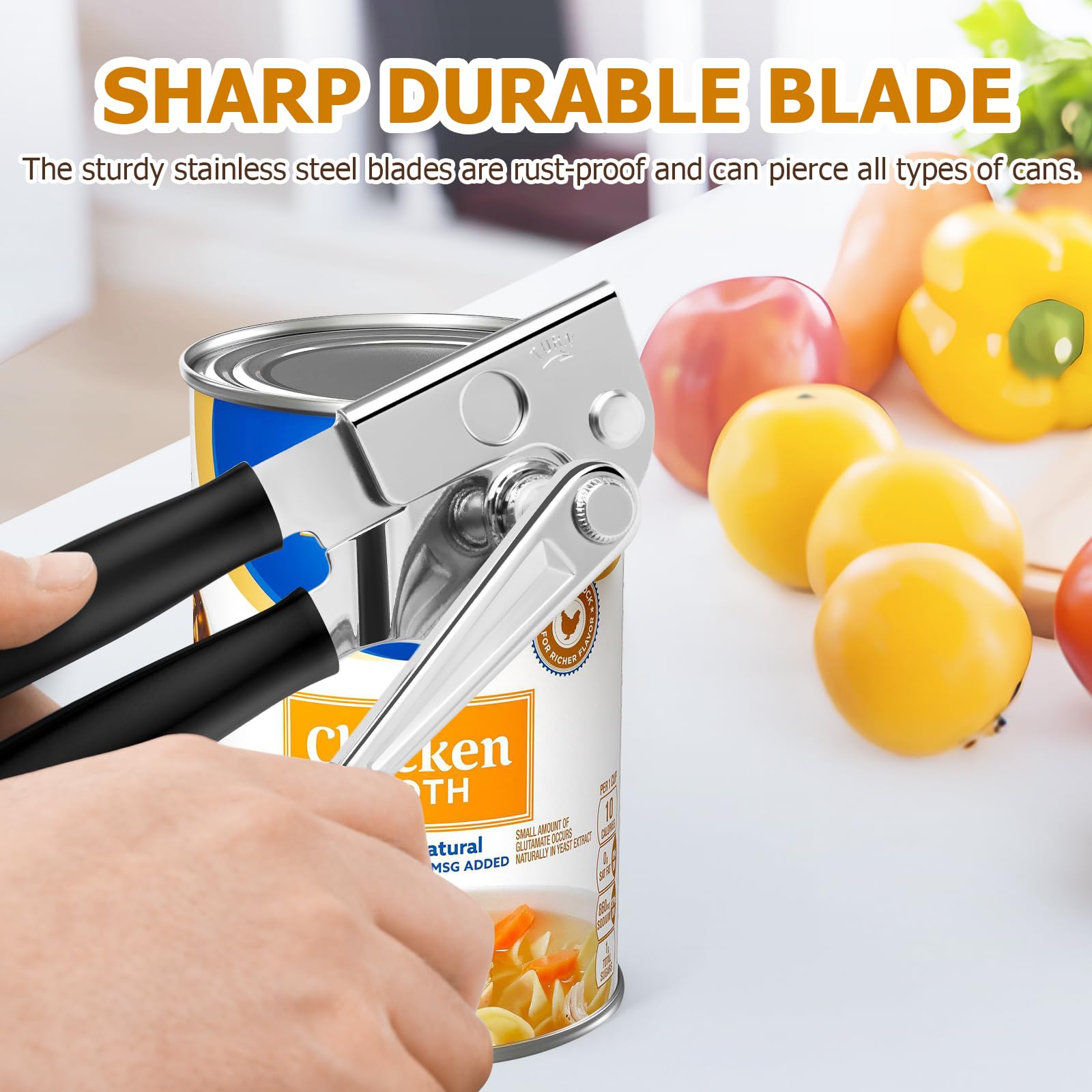 OFFBAIKU 2 pcs Commercial Can Opener Heavy Duty Hand Can Opener Manual Handheld Can Opener with Easy Crank Handle Smooth Edge for Large Cans.