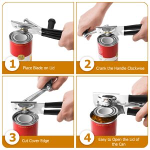 OFFBAIKU 2 pcs Commercial Can Opener Heavy Duty Hand Can Opener Manual Handheld Can Opener with Easy Crank Handle Smooth Edge for Large Cans.