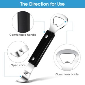 Manual Can Opener Black Can Punch Opener, Stainless Steel Opener for Beers Cans Beverages, Small Bottle Opener Can Tapper for Camping and Traveling (Black)