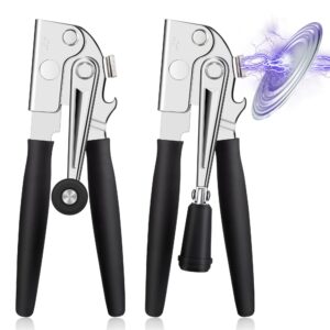 dreyoo 2 pack commercial can opener manual, can opener with magnet, heavy duty hand can opener smooth edge, can opener nice for seniors and kids, save effort fit all size cans, large cans
