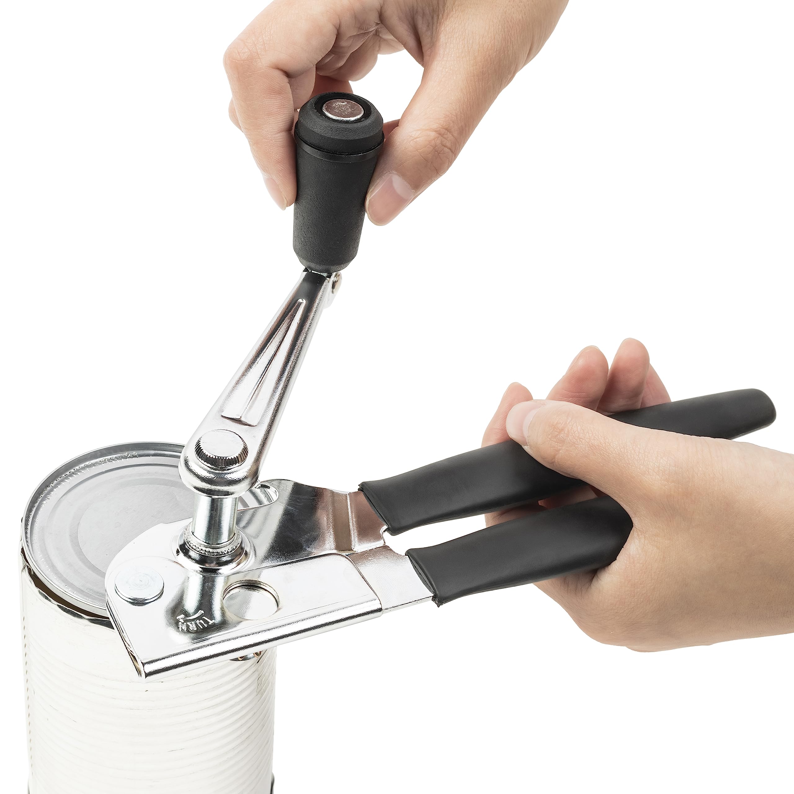 Lift&Pop Commercial Can Opener - Easy - Reliable and Modern Design, Can Opener Manual, Heavy Duty Can Opener, Bottle Opener, Large Handheld, Sharp Discs.