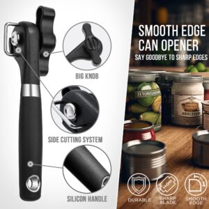 SALE-Can Opener Manual | Effortlessly Open Cans with our Smooth Edge Manual Can Opener – Heavy duty can opener with soft grip and durable Stainless Steel Design