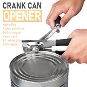 JPH Commercial Can Opener Manual Heavy Duty - Easy to Use with Comfortable Easy Crank Handle - Swing Grip Design, Hand Can Opener, Includes Built in Bottle Opener (Extra Large)