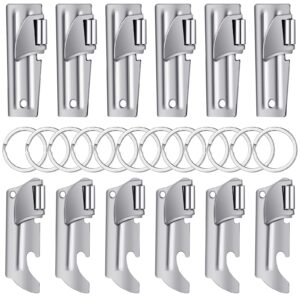 Military Can Openers with Key Ring, 2 Styles Stainless Steel Camping Can Opener Military Can Openers Portable Can Opener for Travel, Camping (12 Pieces)