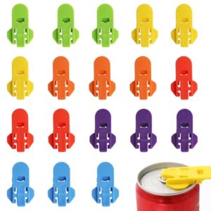 easy can opener, 18 pieces color manual can opener, soda can opener, beer can opener, beverage can mouth protector, pop can opener for pull off tab (aluminum cans)