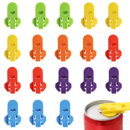 Easy Can Opener, 18 Pieces Color Manual Can Opener, Soda Can Opener, Beer Can Opener, Beverage Can Mouth Protector, Pop Can Opener for Pull Off Tab (Aluminum Cans)