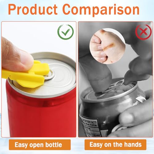 Easy Can Opener, 18 Pieces Color Manual Can Opener, Soda Can Opener, Beer Can Opener, Beverage Can Mouth Protector, Pop Can Opener for Pull Off Tab (Aluminum Cans)