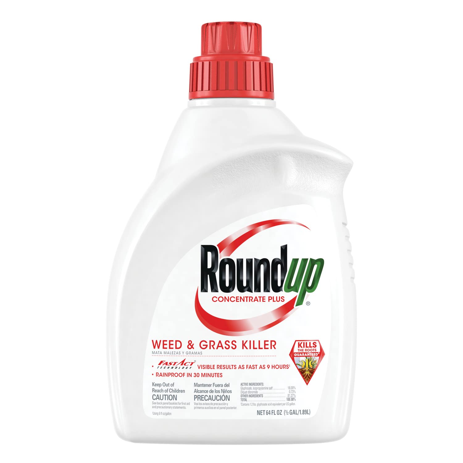 Roundup Concentrate Plus Weed and Grass Killer - Includes Easy Measure Cap, 64 oz.