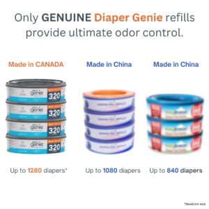 Diaper Genie Essentials Round Refill 8-Pack | Holds Up to 2560 Newborn Diapers | Features Unscented Continuous Film | Compatible with Diaper Genie Complete and Expressions Pails,8 Count (Pack of 1)