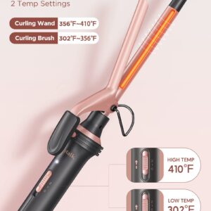 Wavytalk 5 in 1 Curling Iron Set with Curling Brush and 4 Interchangeable Ceramic Curling Wand (0.35"-1.25”), Instant Heat Up, Dual Voltage Hair Curler