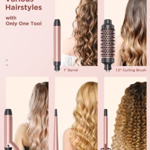 Wavytalk 5 in 1 Curling Iron Set with Curling Brush and 4 Interchangeable Ceramic Curling Wand (0.35"-1.25”), Instant Heat Up, Dual Voltage Hair Curler