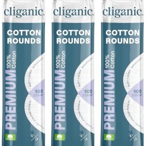 Cliganic Premium Cotton Rounds for Face (300 Count) - Makeup Remover Pads, Hypoallergenic, Lint-Free | 100% Pure Cotton (Packaging May Vary)