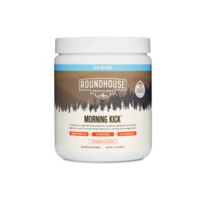 roundhouse provision morning kick, greens superfood powder supplement with ashwaganda, collagen peptides, probiotic digestive green powder, supports energy levels, 30 servings (strawberry lemonade)