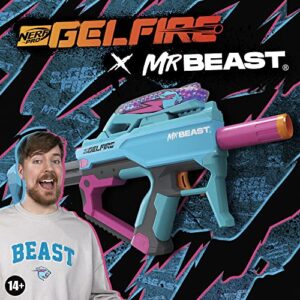 NERF Pro Gelfire X MrBeast Full Auto Blaster & 20,000 Gelfire Rounds, 300 Round Hopper, Rechargeable Battery, Eyewear, Ages 14 & Up