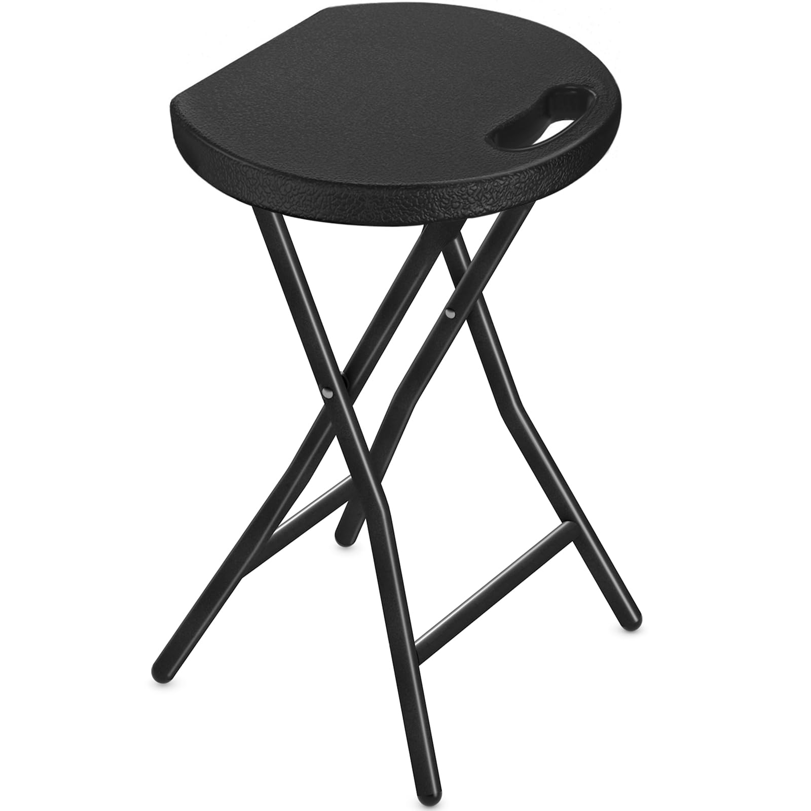 TAVR Furniture Portable Folding Chair with Handle, Heavy Duty Round Fold Stool Chair with 500lbs Capacity for Adults, 18 Inch Foldable Stool for Dorm, Kitchen, Vanity, Church and Outdoor use