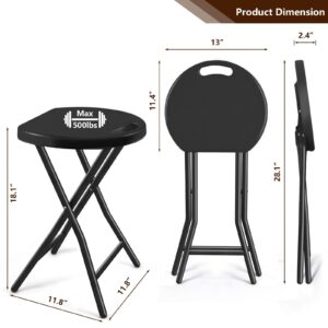 TAVR Furniture Portable Folding Chair with Handle, Heavy Duty Round Fold Stool Chair with 500lbs Capacity for Adults, 18 Inch Foldable Stool for Dorm, Kitchen, Vanity, Church and Outdoor use