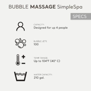 INTEX 28483E SimpleSpa Bubble Massage Spa: includes Insulated Cover – Built-in QuickFill Inflation – Soothing Jets – 4 Person Capacity – 77" x 26"