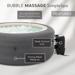 INTEX 28483E SimpleSpa Bubble Massage Spa: includes Insulated Cover – Built-in QuickFill Inflation – Soothing Jets – 4 Person Capacity – 77" x 26"