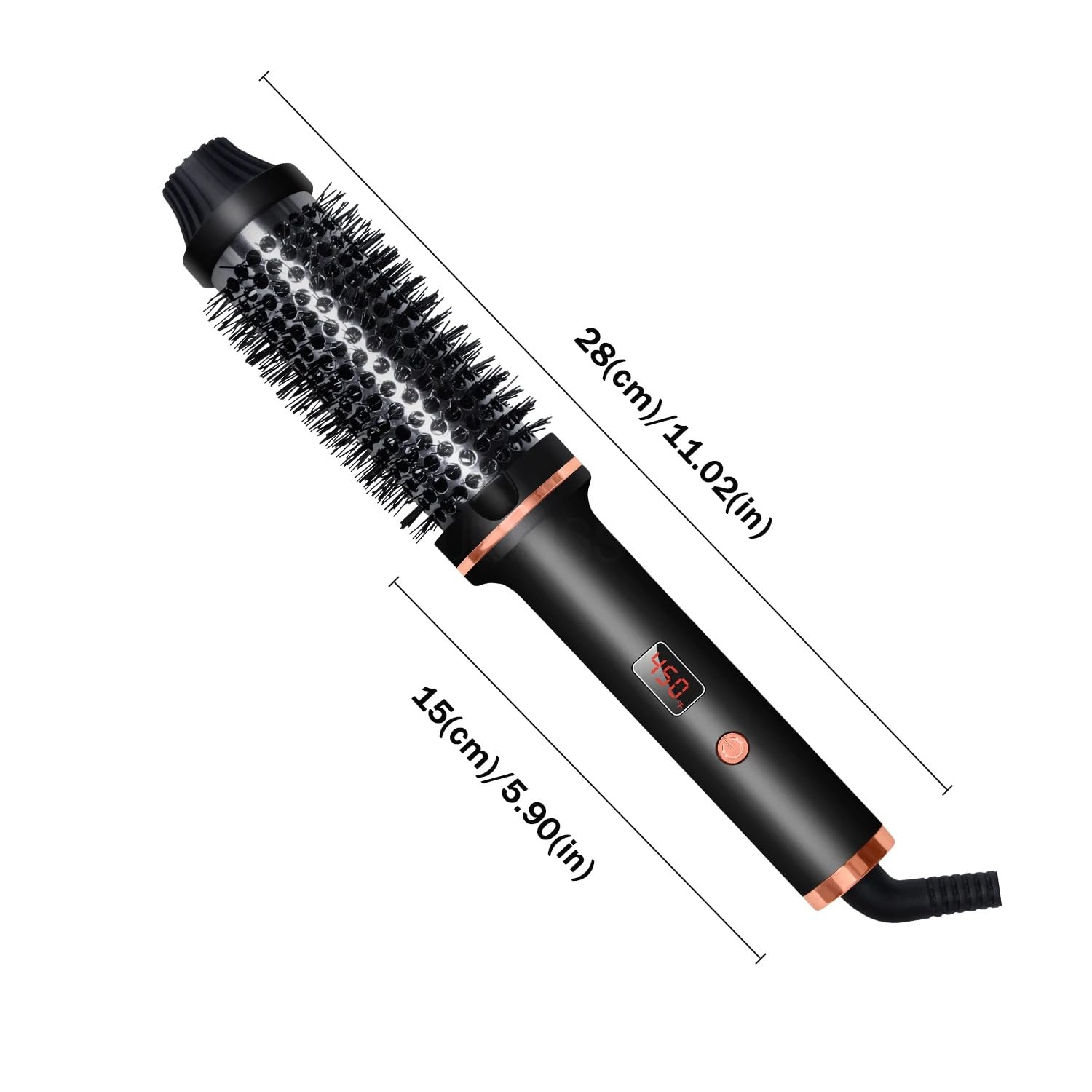 AIKO Thermal Brush for Blowout Look, 1.25 Inch Ceramic Tourmaline Ionic Heated Round Brush for Smooth, Natrual and Voluminous Curls, Digital Display, Fast Heat-Up, Dual Voltage, Travel Friendly