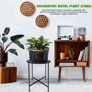 15" Tall Metal Plant Stand, 2 Pack 11" Wide Round Plant Stand for Flower Pots Up to 100lbs, Rustproof Iron Plant Holder for Indoor Outdoor Use, Easy Assemble Flower Stand for Home Garden Display