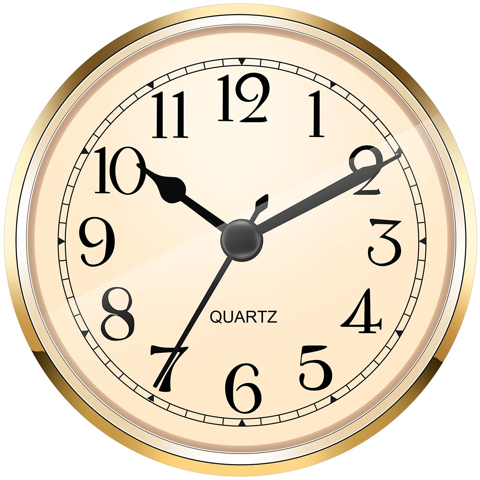 Hicarer 3-1/2 Inch (90 mm) Quartz Clock Fit-up/Insert with Arabic Numeral (Gold)