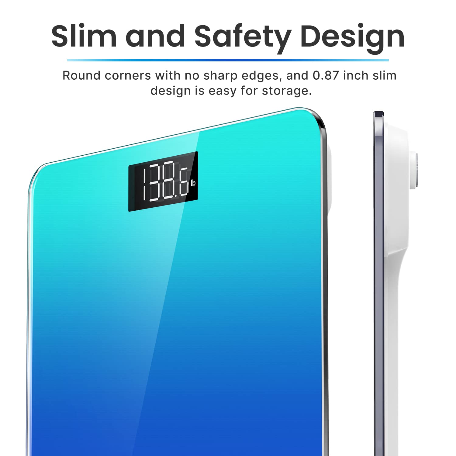 RENPHO Digital Bathroom Scale, Highly Accurate Body Weight Scale with Lighted LED Display, Round Corner Design, 400 lb Core 1S (Gradient-Blue, 10.24"/260mm)