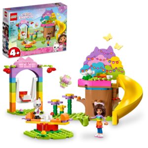 lego gabby's dollhouse kitty fairy’s garden party 10787 building toy with tree house, swing, slide, and merry-go-round, includes gabby and pandy paws, birthday gift, sensory toy for kids ages 4 and up