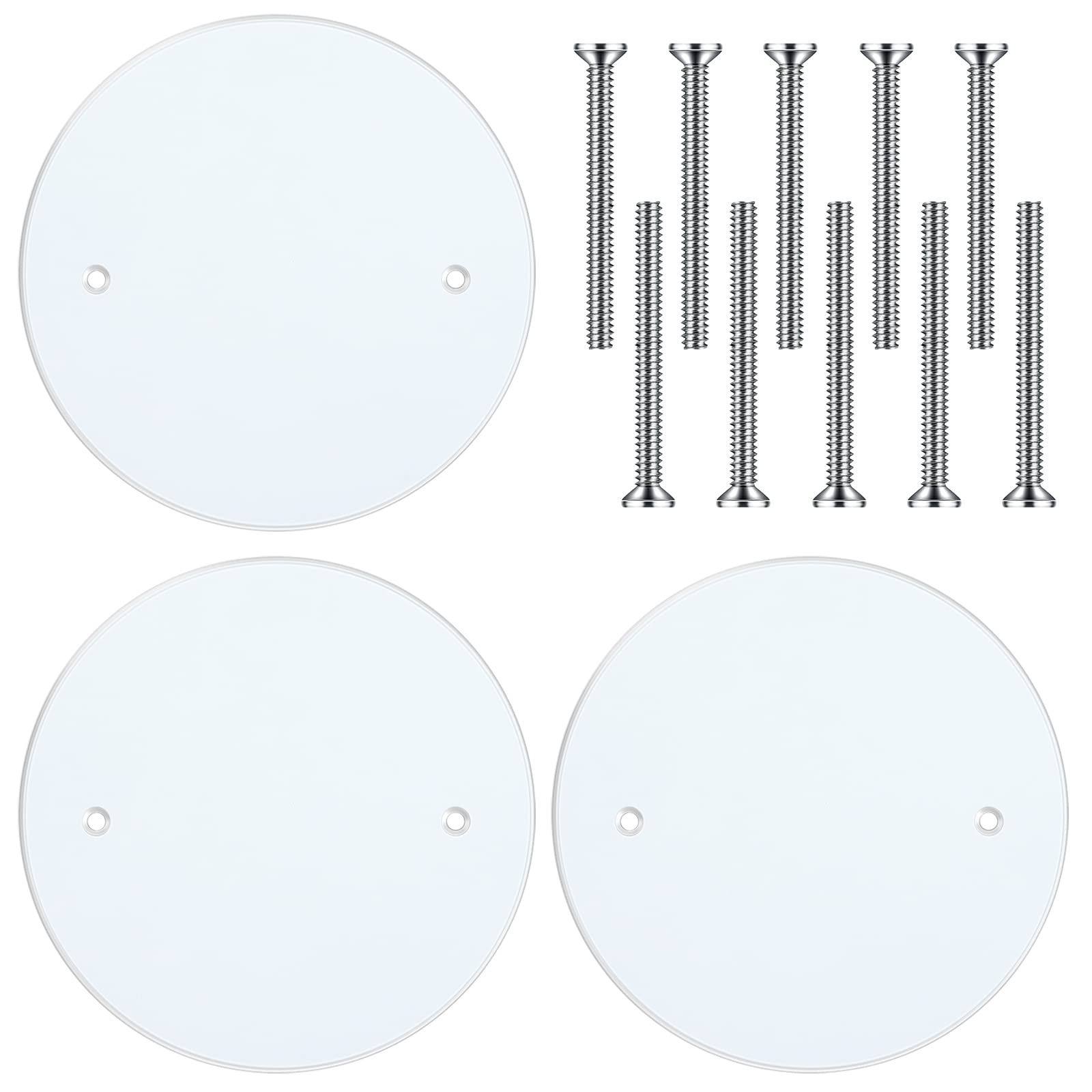 Metal Ceiling Blank Up Cover 5 Inch White Round Ceiling Cover Plate with 10 Mounting Screws to Cover Round/Octagon Box Openings in Ceilings or Walls (3 Pack, 3.5 Inch Holes Spaced)