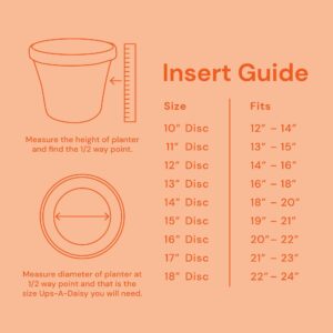 Bloem Ups-A-Daisy Round Planter Insert: 12" - Orange - Durable Resin Disk, Drainage Holes, Place Inside A Planter, Use Less Potting Soil, for Indoor & Outdoor Use, Gardening