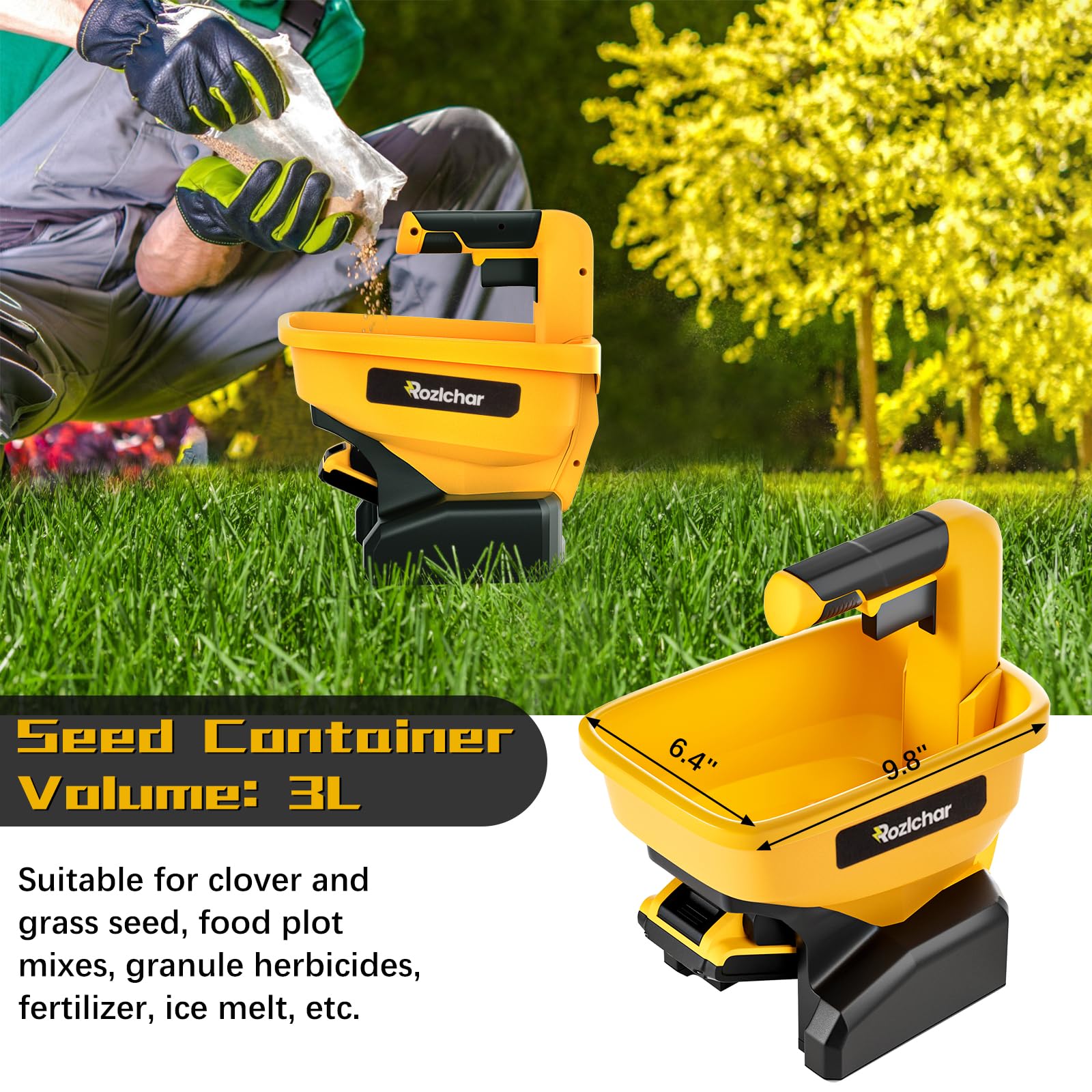 Power Spreader for Dewalt 20V & 60V Battery, Seed Spreader for Year-Round, Covers Up to 5,000 sq. ft.(Tool Only, No Battery)