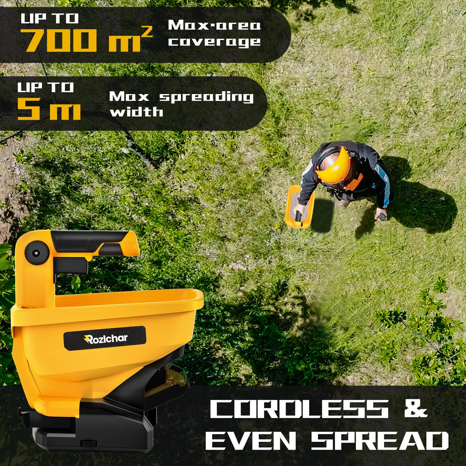 Power Spreader for Dewalt 20V & 60V Battery, Seed Spreader for Year-Round, Covers Up to 5,000 sq. ft.(Tool Only, No Battery)