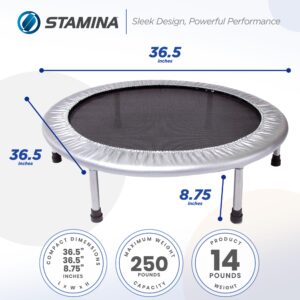STAMINA Folding Trampoline - 36 inch Exercise Rebounder, Outdoor and Indoor Trampoline, Exercising Equipment At Home, Recreational Trampolines