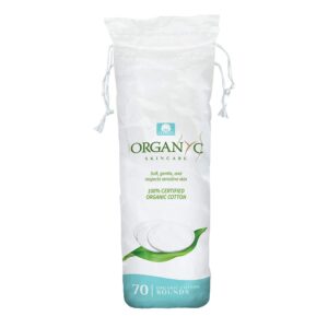 organyc 100% organic cotton rounds - biodegradable cotton, chemical free, for sensitive skin (70 count) - daily cosmetics. beauty and personal care