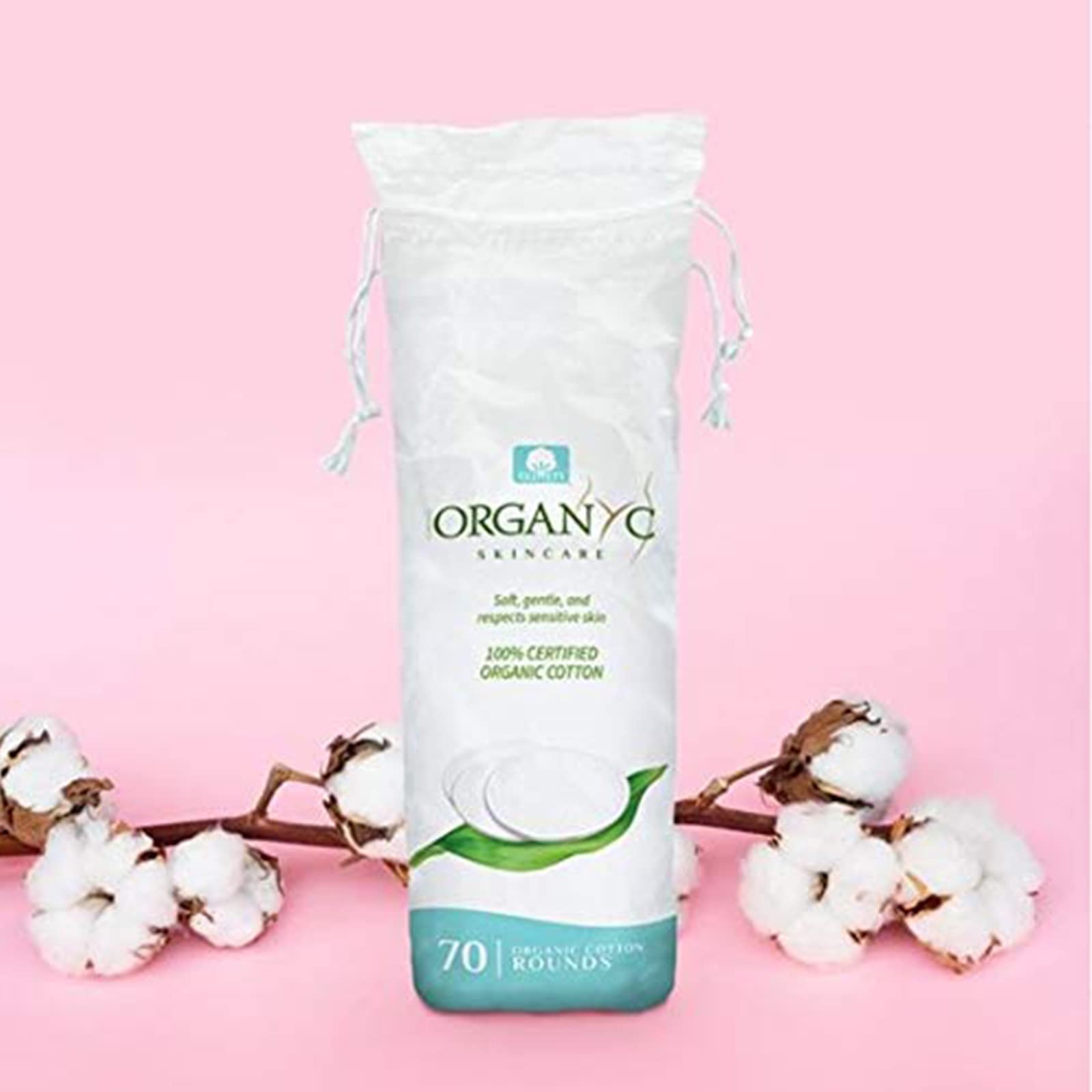 Organyc 100% Organic Cotton Rounds - Biodegradable Cotton, Chemical Free, For Sensitive Skin (70 Count) - Daily Cosmetics. Beauty and Personal Care