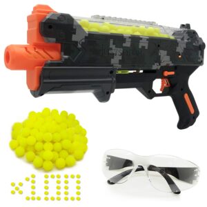 ytswele blaster gun with protective goggles with spring-piston and 100 rounds for boys and girls up to 110 fps compatible with nerf hyper rounds darts, easy reload, holds up to 50 rounds (camo)