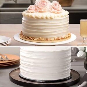 BOARDS+ 12 Pack Cake Drums in 2 Sizes (10, 12 Inch) & in 3 Colors (White, Black, Gold) | 1/2" Thick Cake Board Rounds, Sturdy & Greaseproof | Free Prop Up Tools | Perfect for Heavy/Tiered Cakes