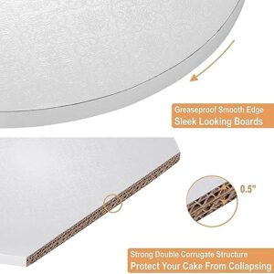 BOARDS+ 12 Pack Cake Drums in 2 Sizes (10, 12 Inch) & in 3 Colors (White, Black, Gold) | 1/2" Thick Cake Board Rounds, Sturdy & Greaseproof | Free Prop Up Tools | Perfect for Heavy/Tiered Cakes