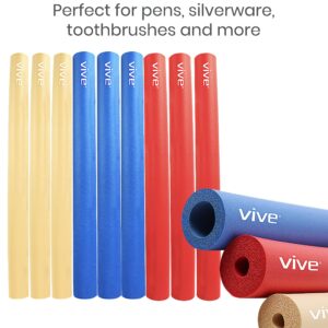 Vive Foam Tubing (9 Pack) - Utensil Padding Grips - Spoon, Fork Round Hollow Medical Closed Cell Tube - Cut to Length - Provides Wider, Larger Grip Pipe Tool for Dexterity, Disabled, Elderly