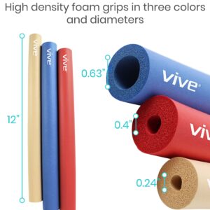 Vive Foam Tubing (9 Pack) - Utensil Padding Grips - Spoon, Fork Round Hollow Medical Closed Cell Tube - Cut to Length - Provides Wider, Larger Grip Pipe Tool for Dexterity, Disabled, Elderly