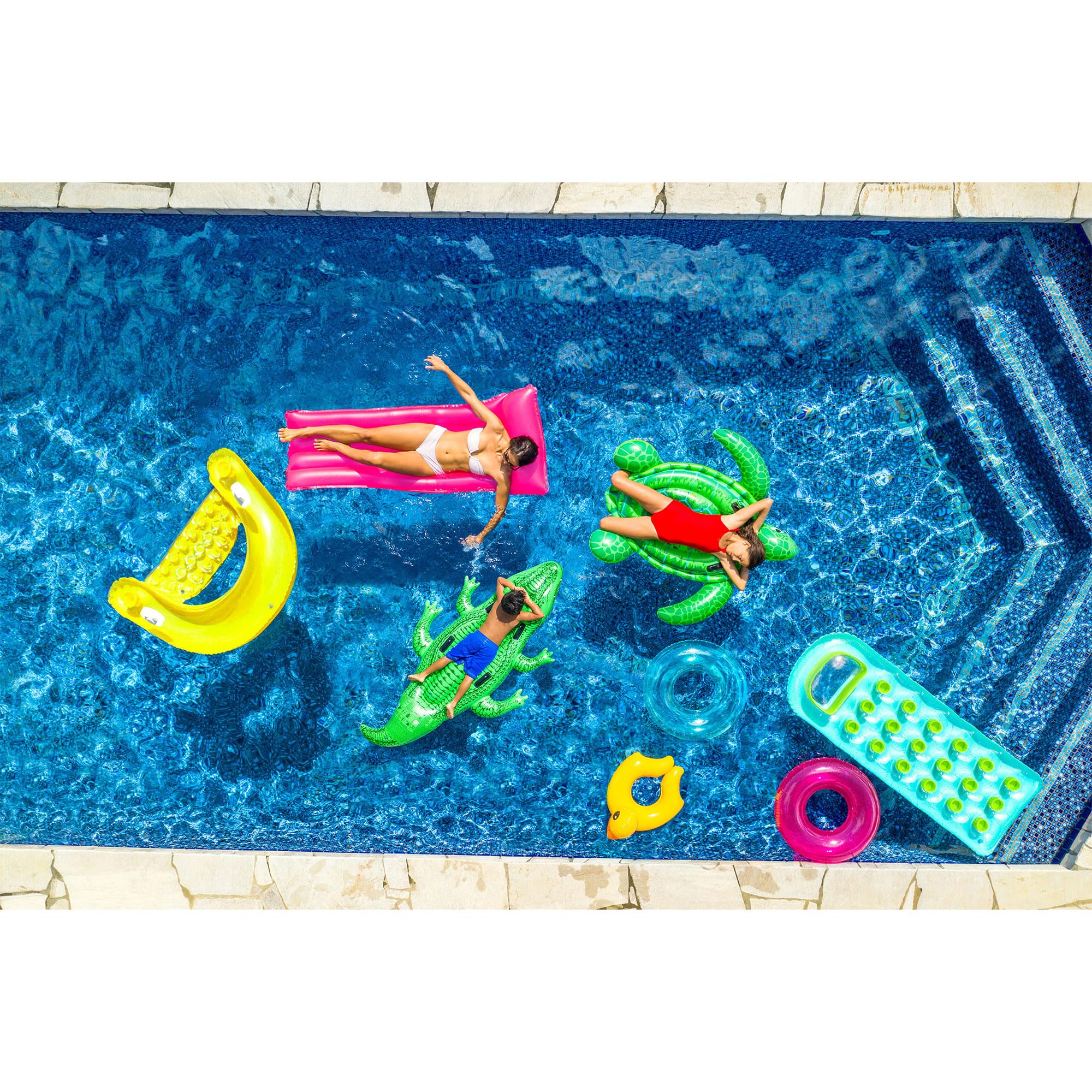 INTEX 58859EP Sit 'N Float Inflatable Pool Float: Pool Lounge with Built-in Cup Holders – Heavy-Duty Handles – 220lb Weight Capacity – 58" x 39" – Colors May Vary