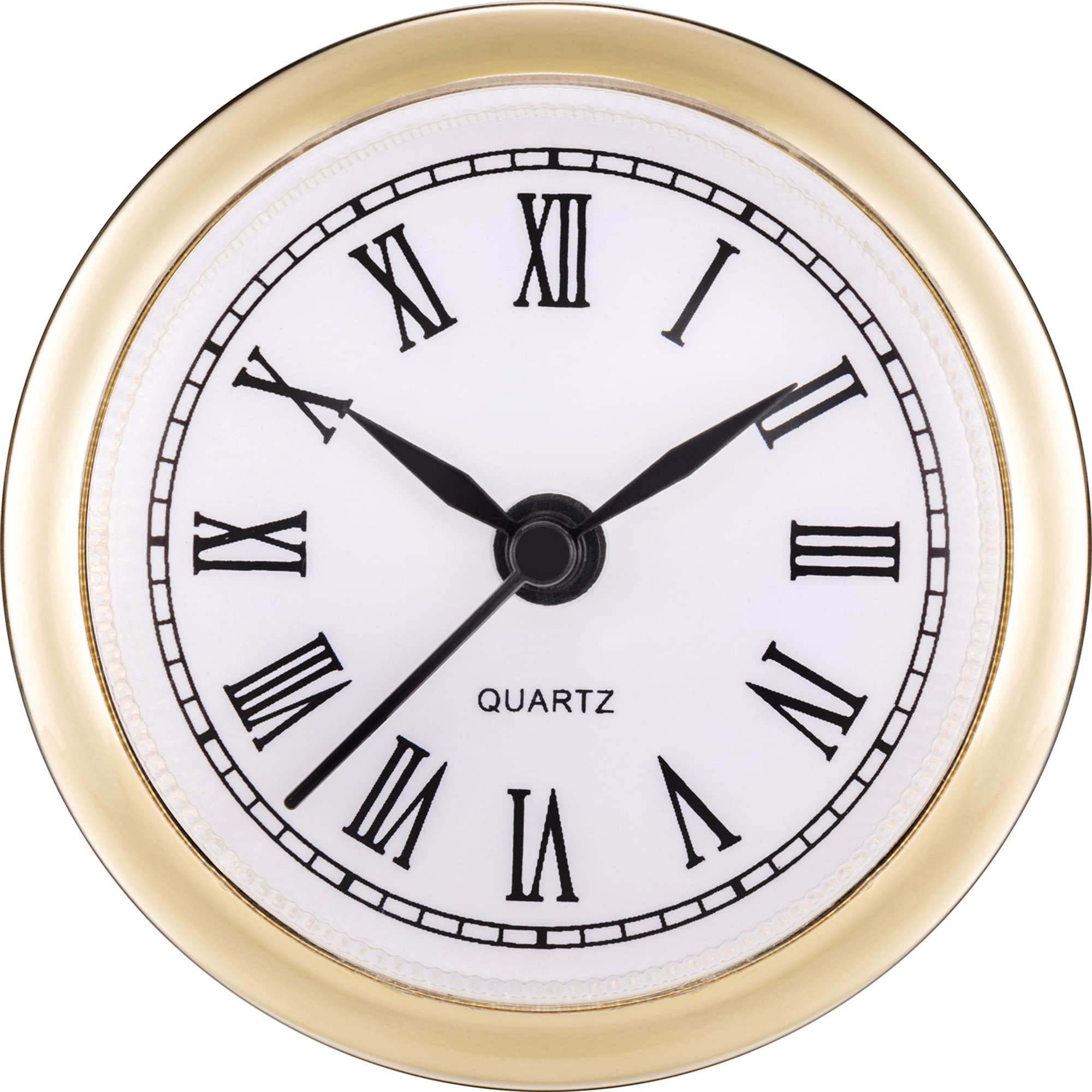 Hicarer 2.4 Inch (61 mm) Quartz Clock Fit-up/Insert with Roman Numeral, Quartz Movement (Gold Rim)