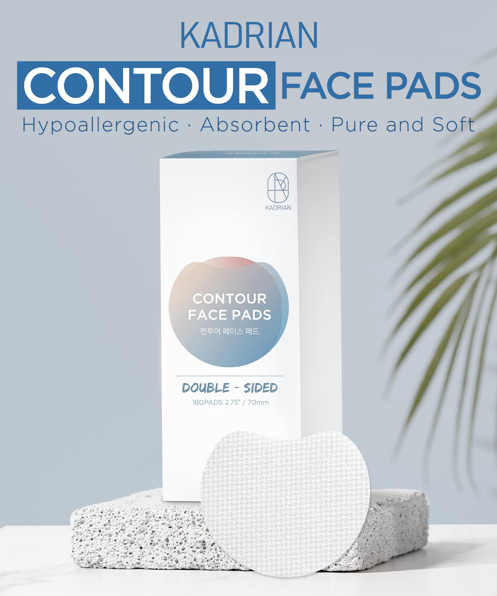 KADRIAN Double-Sided Facial Pads - Lint free - for Makeup Remover and Toner - Rayon face pads for toner and cleasing - Rayon not cotton balls - Exfoliating cotton rounds for face (180 Pads)